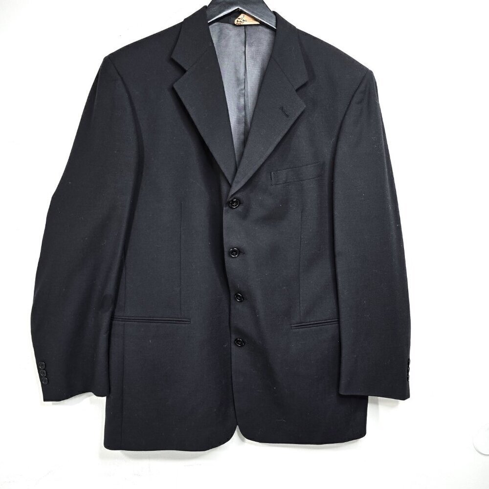 Vintage Givenchy Monsieur USA Virgin Wool Stone Black Blazer Suit Sport Coat